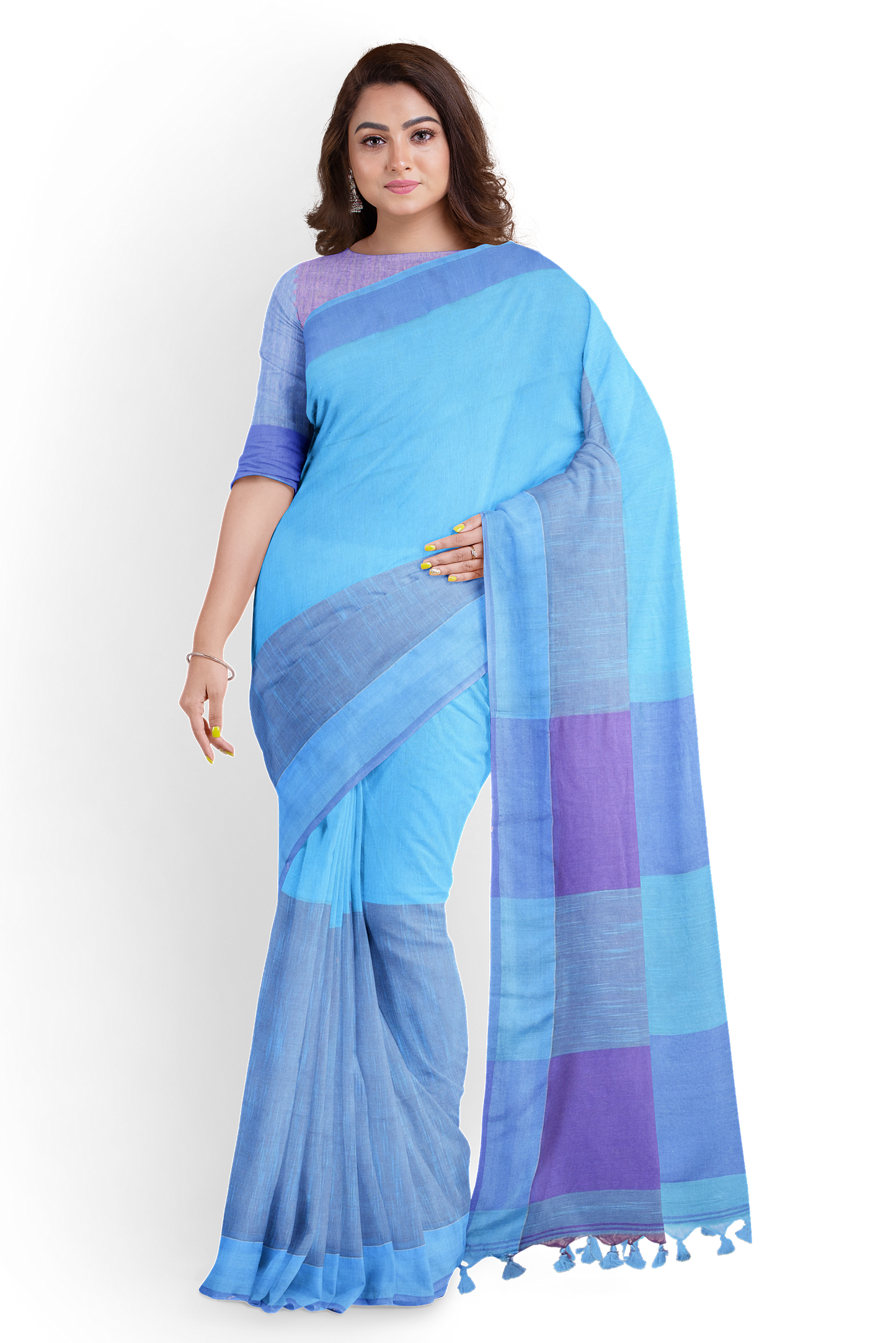 Elegant Blue Handloom Khadi Cotton Saree for Everyday & Festive Wear