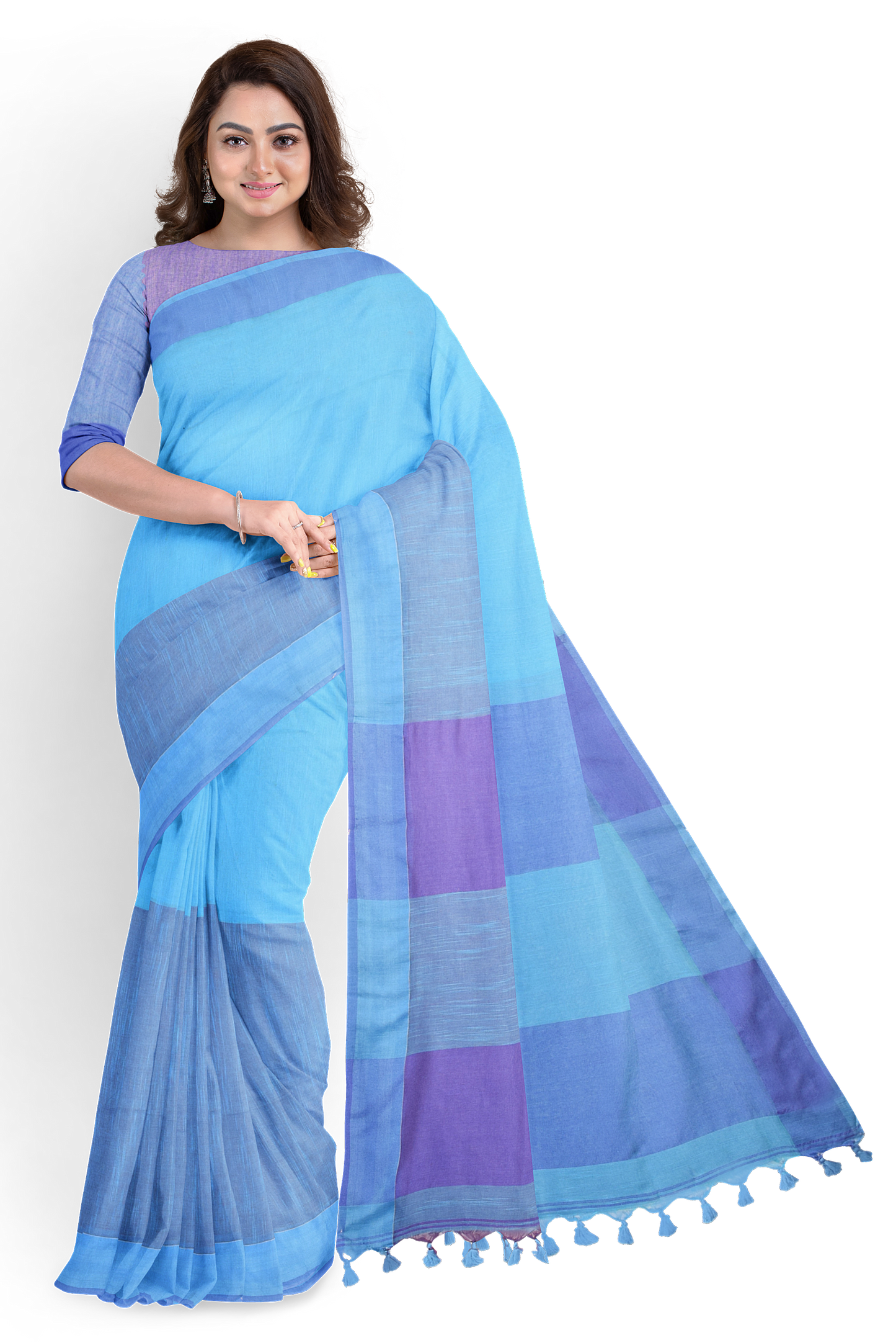 Elegant Blue Handloom Khadi Cotton Saree for Everyday & Festive Wear