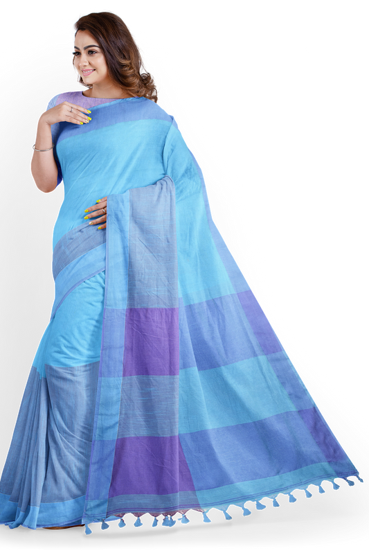 Elegant Blue Handloom Khadi Cotton Saree for Everyday & Festive Wear