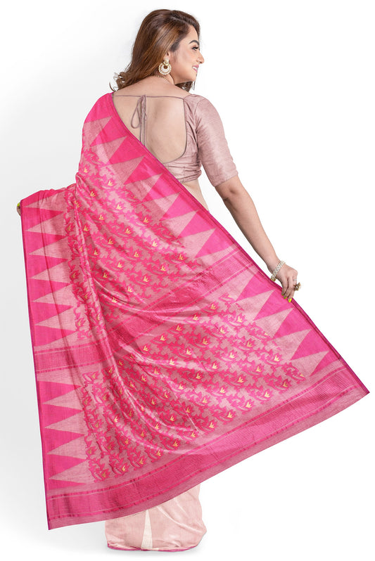 Moitreyee White and Red Soft Jamdani Cotton Saree