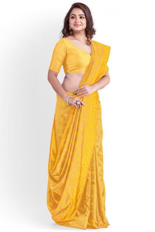 Moitreyee Yellow Soft Jamdani Cotton Saree