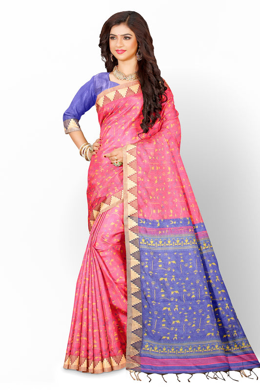 Moitreyee Maheshwari Design Pink Cotton Silk Handloom Saree