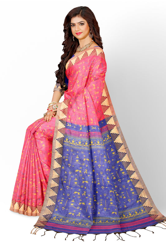 Moitreyee Maheshwari Design Pink Cotton Silk Handloom Saree