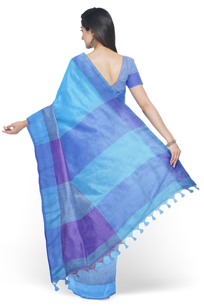 Elegant Blue Handloom Khadi Cotton Saree for Everyday & Festive Wear