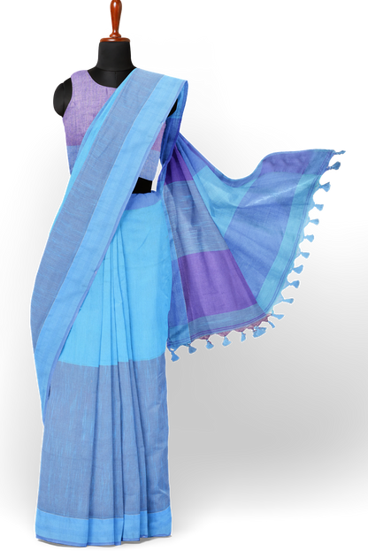 Elegant Blue Handloom Khadi Cotton Saree for Everyday & Festive Wear
