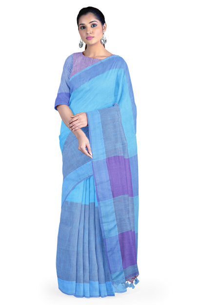 Elegant Blue Handloom Khadi Cotton Saree for Everyday & Festive Wear