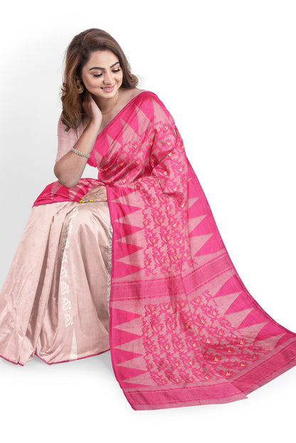Moitreyee White and Red Soft Jamdani Cotton Saree