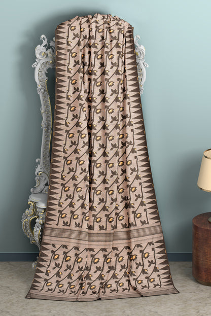 Moitreyee Soft Jamdani Golden & Black Handloom Saree