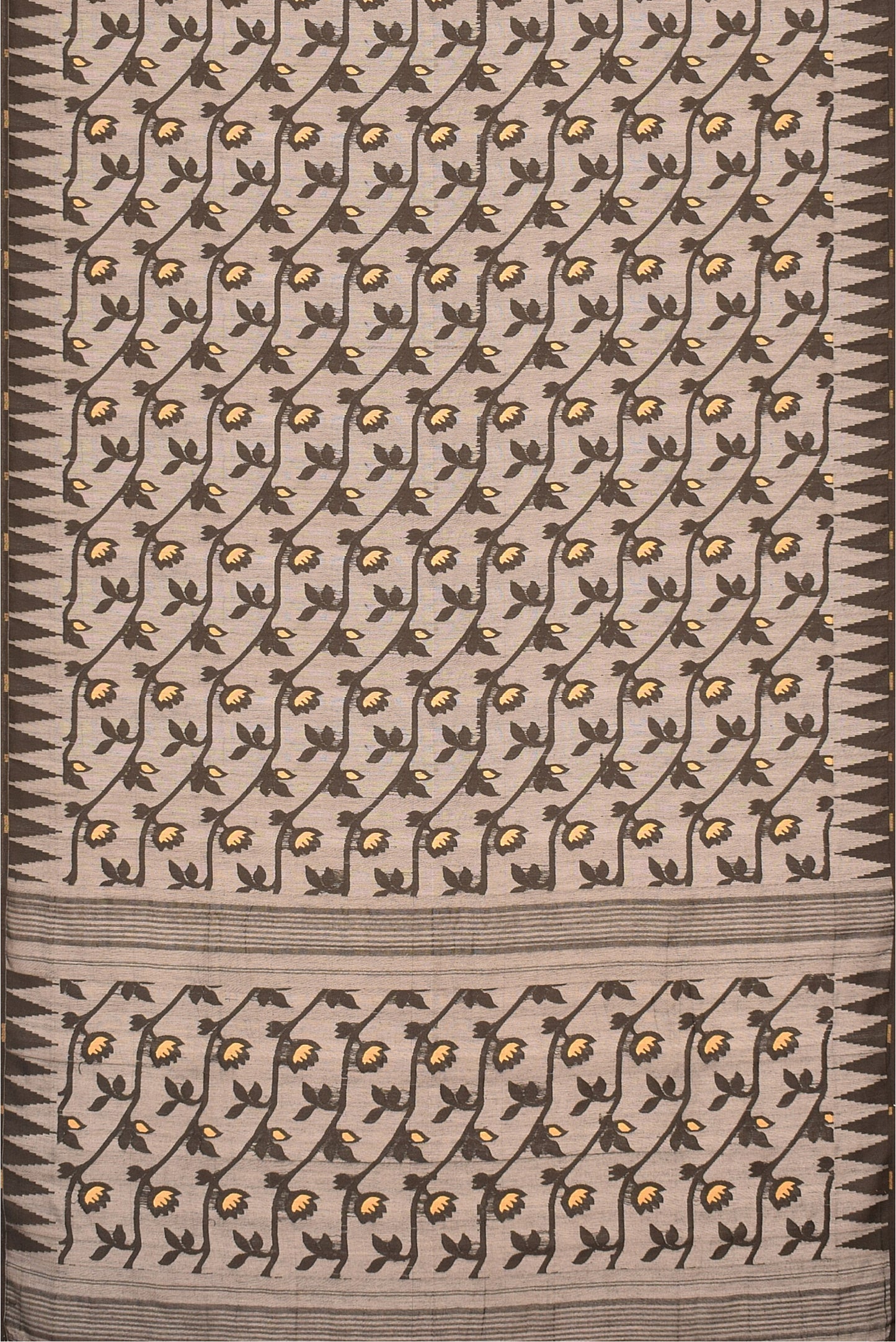 Moitreyee Soft Jamdani Golden & Black Handloom Saree