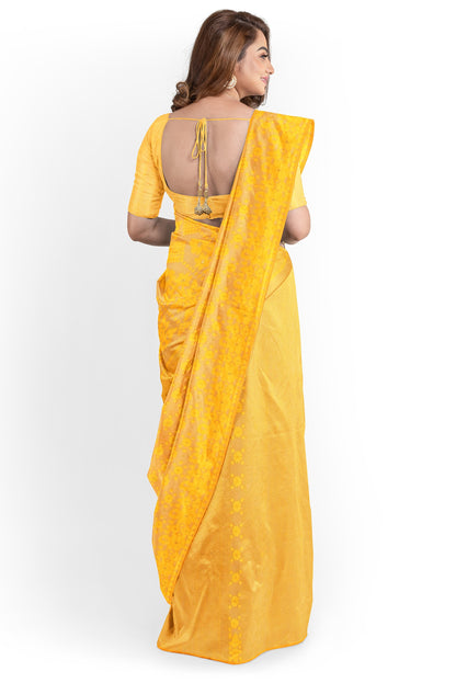 Moitreyee Yellow Soft Jamdani Cotton Saree