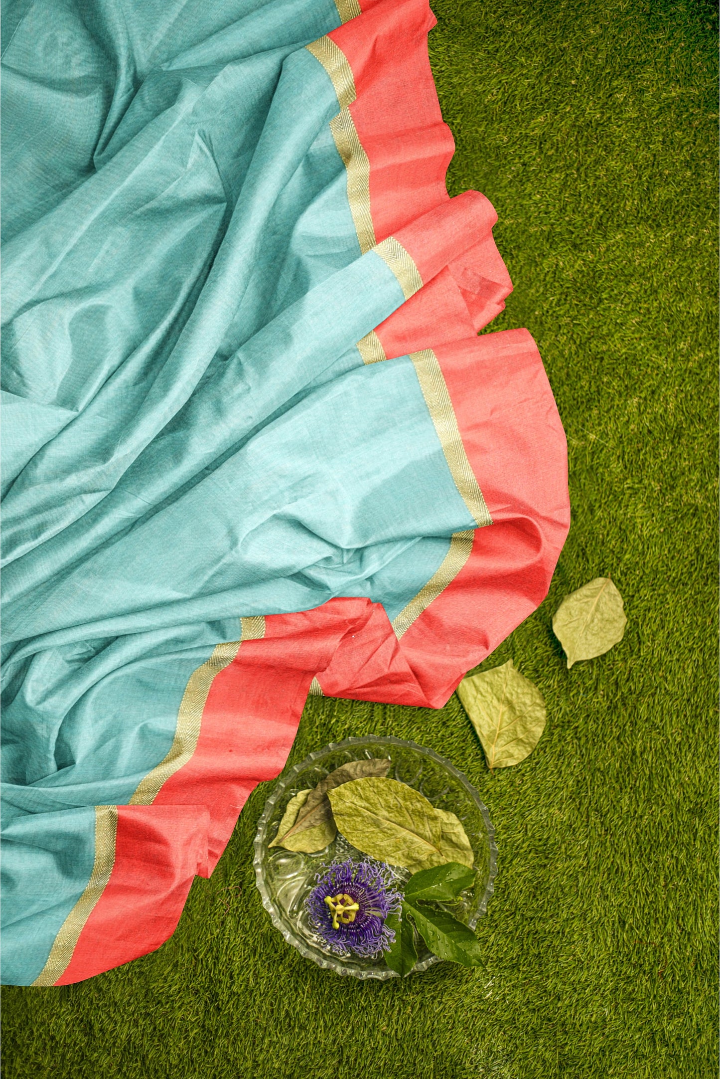 Moitreyee Maheshwari Design Cyan Cotton Silk Handloom Saree